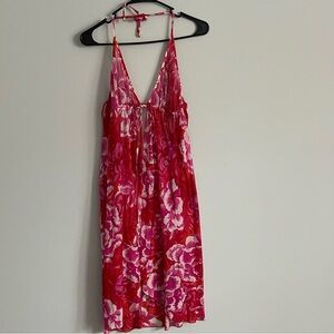 Victoria Secret Rose Pedal Sheer Halter Tie Front Babydoll Lingerie